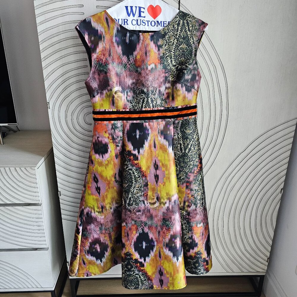 Satin finish flare sleeveless dress